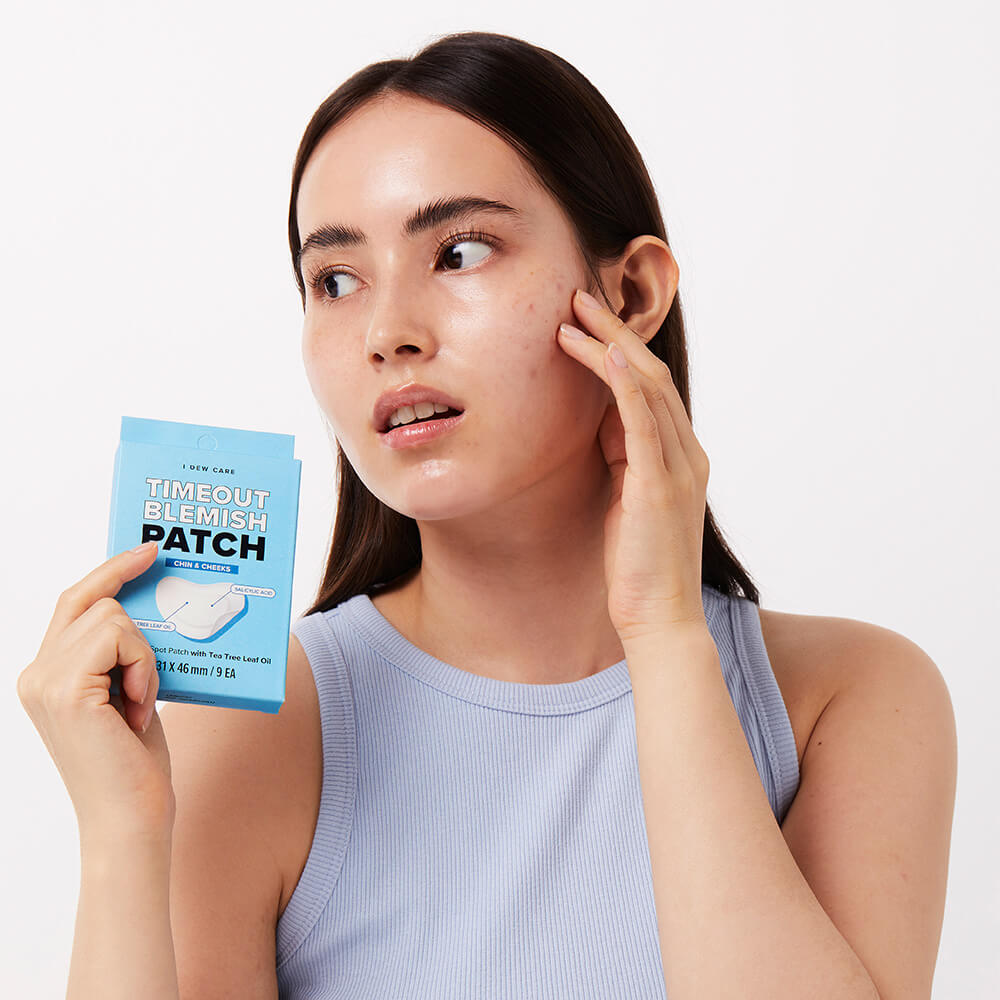 timeout blemish patch chin and cheeks - tea tree leaf acne patch - invisible acne patch for chin and cheeks
