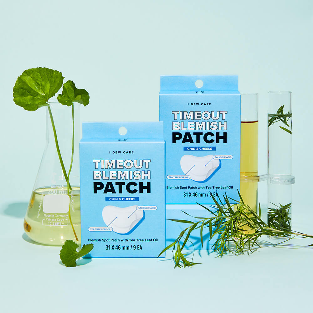 timeout blemish patch chin and cheeks - tea tree leaf acne patch - invisible acne patch for chin and cheeks